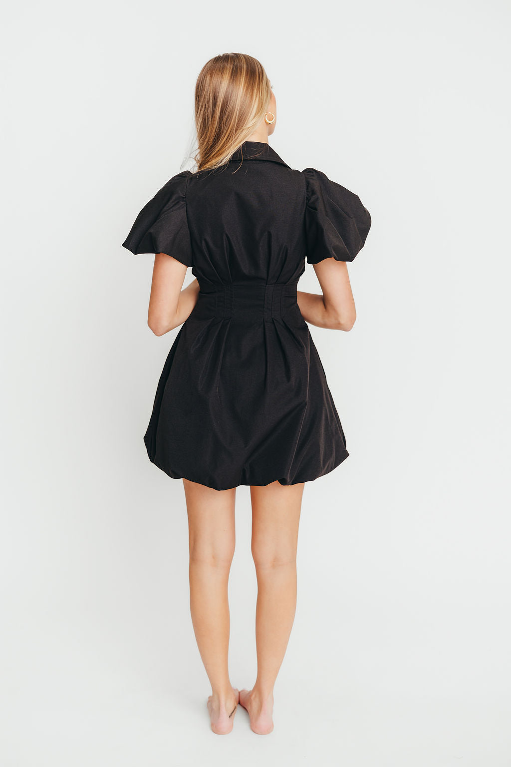 Melissa Black Bubble Sleeve Mini Dress - Flirty Party Dress for Women, Night Out, Date Night & Special Occasions