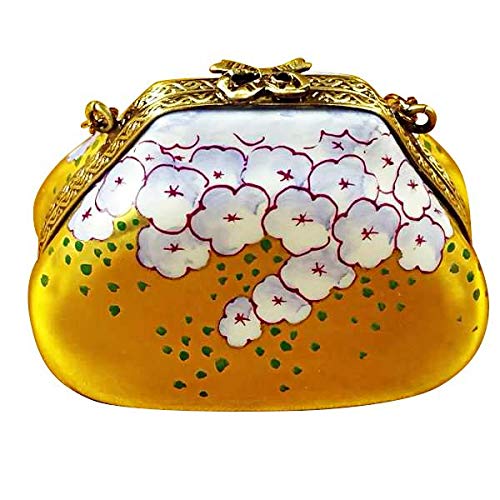Authentic Limoges Porcelain Hydrangea Purse Figurine from France - Elegant Collectible Gift for Home Decor & Display
