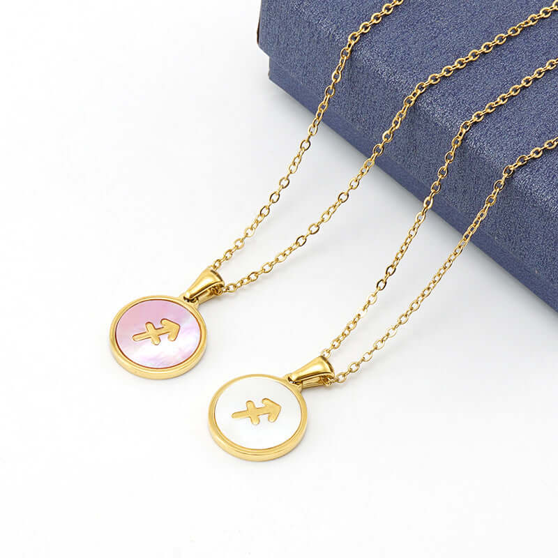 18K Gold Retro Zodiac Astrology Pendant Necklace - Personalized Horoscope Jewelry Gift for Women | Perfect for Birthday, Anniversary & Spiritual Occasions