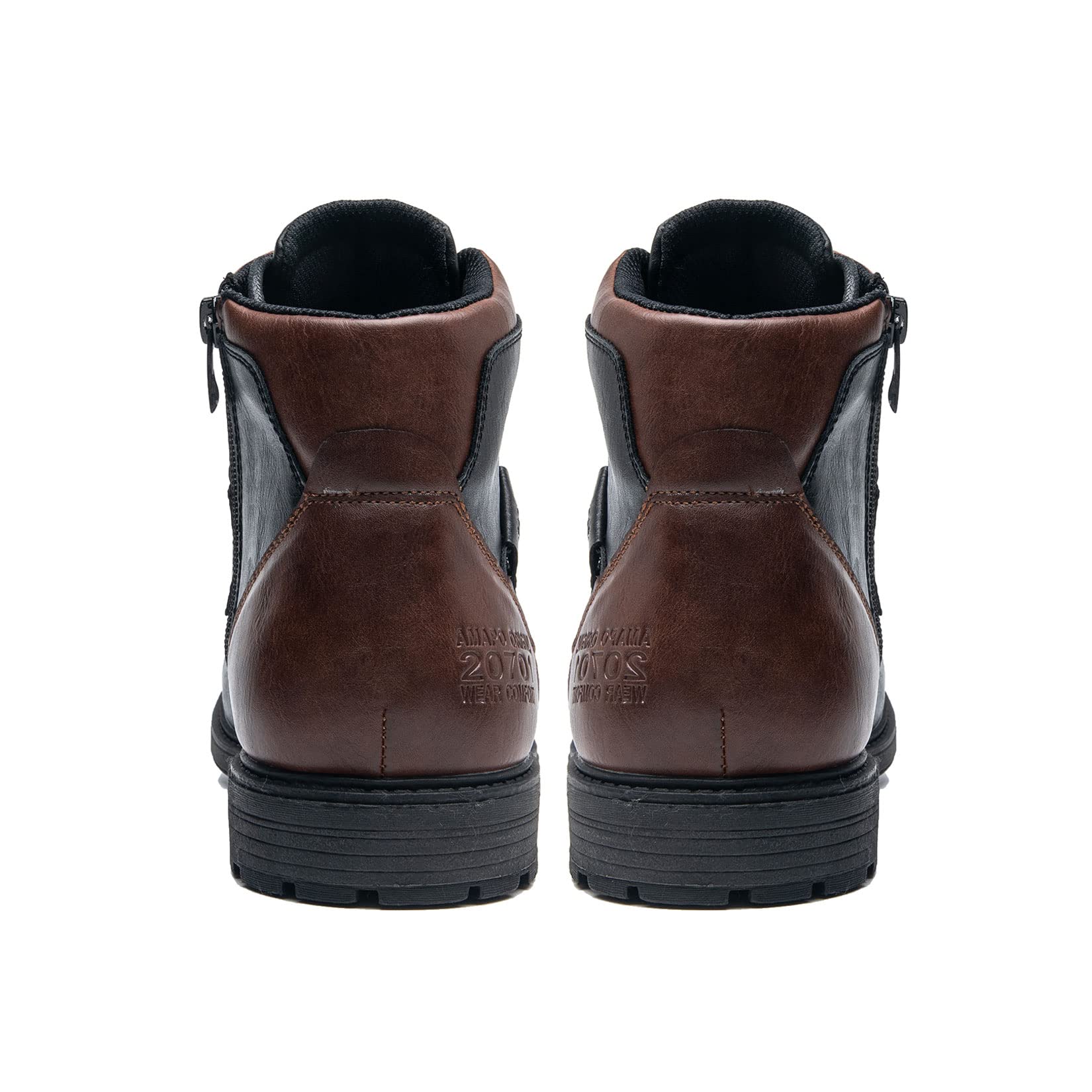 AMAPO Men's Casual Oxford Dress Boots with Buckle & Side Zipper - Stylish Lace-Up Ankle Boots for Business, Office & Night Out