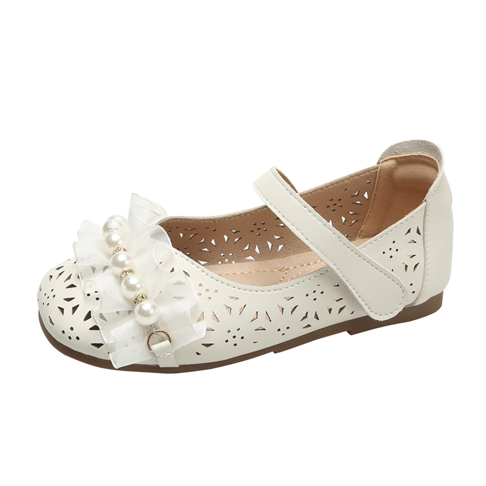 ChyJoey Girls Mary Jane Ballet Flats - Breathable Hollow Out Design with Ruffle Trim, Princess Style Flower Girl Shoes for Toddler/Little Kid/Big Kid | Perfect for Weddings, Parties & Special Occasions