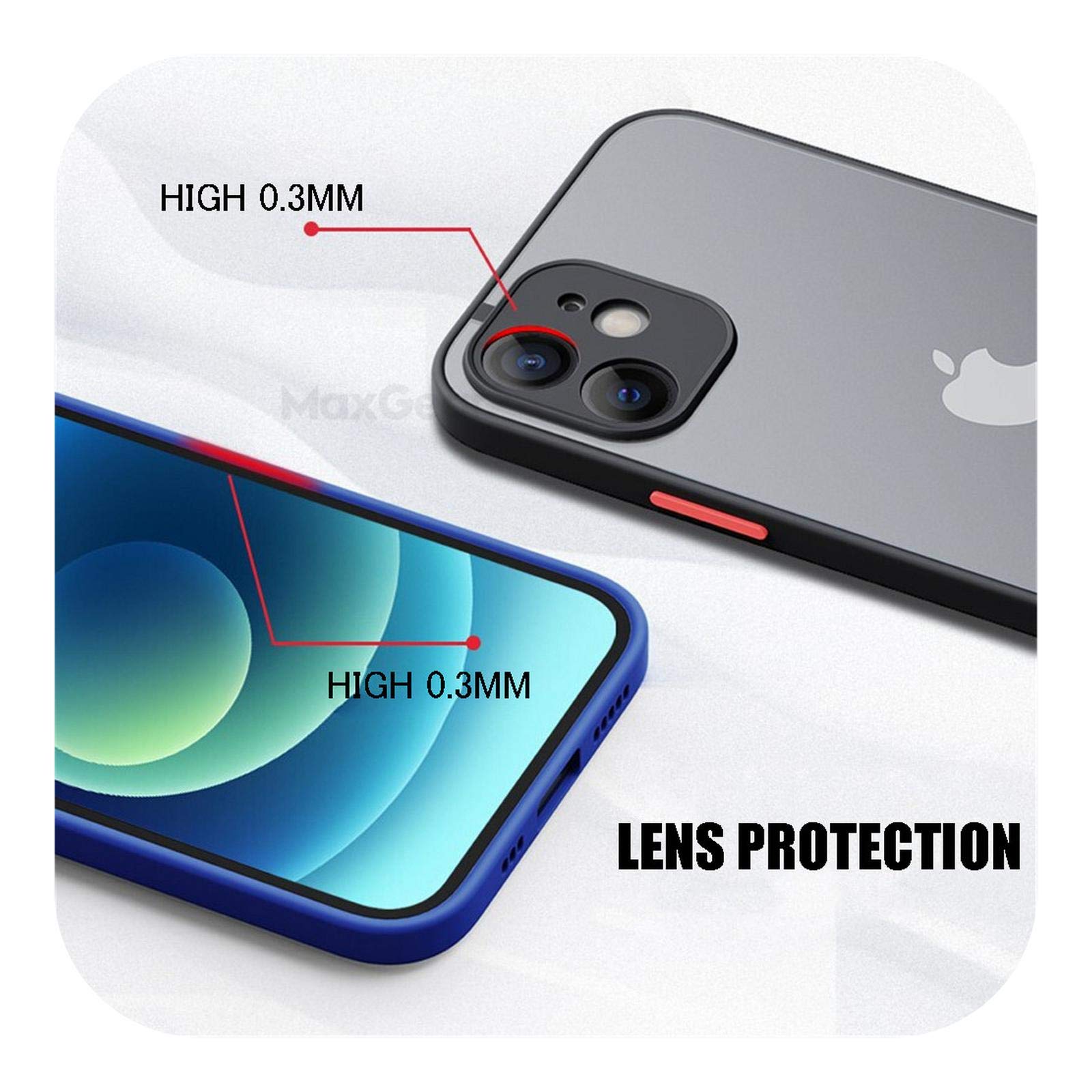 Armor Matte Case for iPhone 12 11 Pro Xs Max Xr X 6 7 8 Plus SE Mini - Luxury Silicone Bumper Clear Hard PC Cover - Durable Protection for 12 Pro Max (6.7) - Perfect for Daily Use & Travel