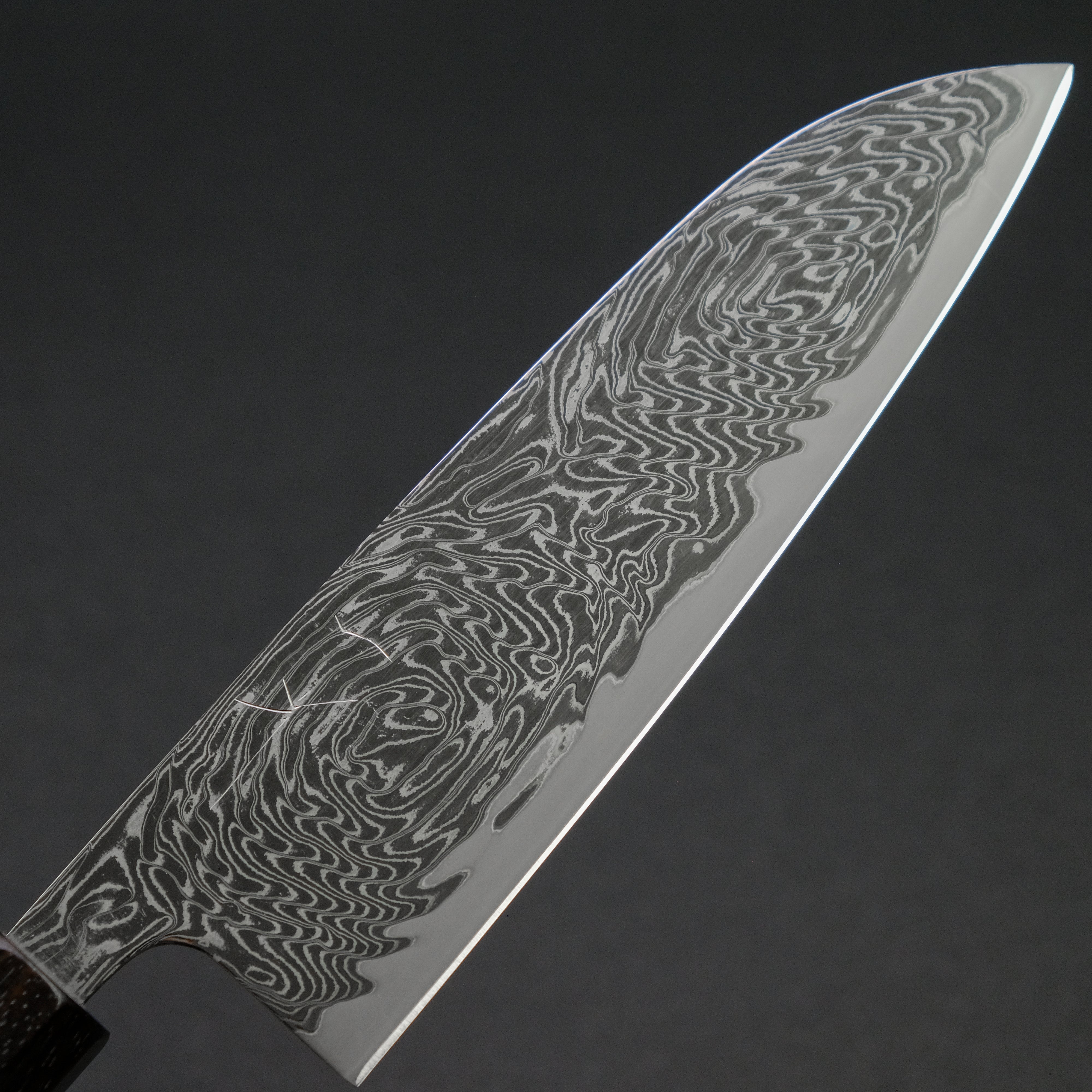 Hitohira Futana Nickel Damascus Santoku Knife 170mm - Japanese Chef Knife with Tagayasan Wood Handle - Perfect for Slicing, Dicing, and Chopping Vegetables, Meat, and Fish
