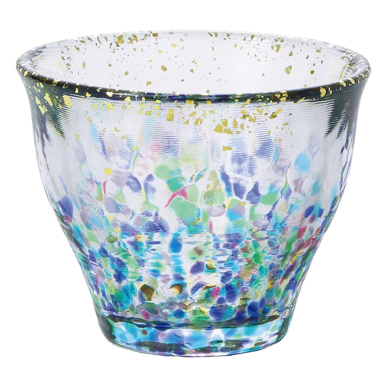 Aderia Tsugaru Vidro Sake Cup - Handcrafted Japanese Gold Leaf Painted Soda Lime Glass Guinomi for Sake, Whiskey & Cocktails - Perfect Gift for Japanese Culture Lovers & Home Bar Decor