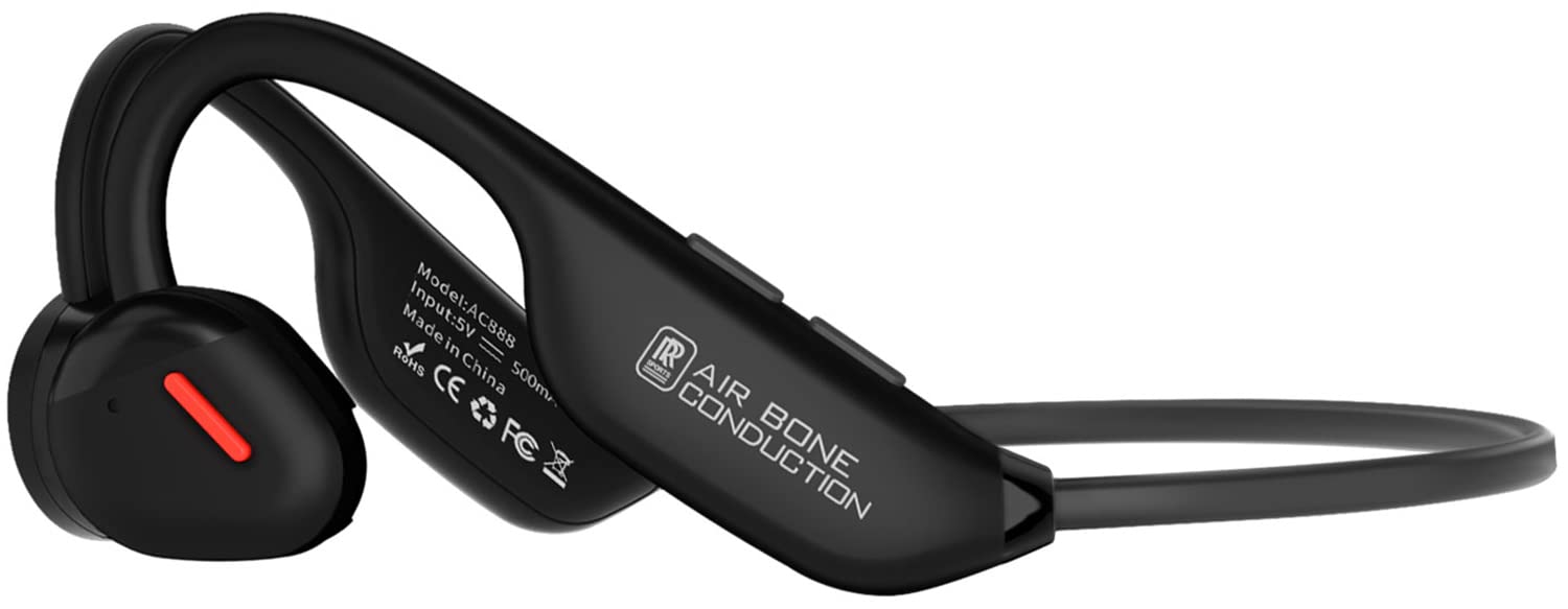 RR SPORTS Open Ear Air Conduction Bluetooth 5.3 Wireless Headphones with Noise Cancelling Mic - IPX6 Waterproof Sport Headset for Running, Cycling, Hiking - Perfect for Gym Workouts & Outdoor Activities (Black)