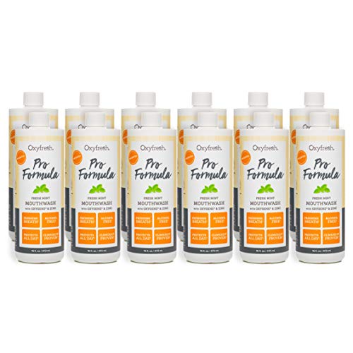 Oxyfresh Pro Formula Fresh Mint Mouthwash – Zinc Mouthwash for Fresh Breath & Healthy Gums – Dye Free, Fluoride Free, Alcohol Free Oral Rinse – 12 Pack (16 oz Each) – Perfect for Home, Office & Travel Use
