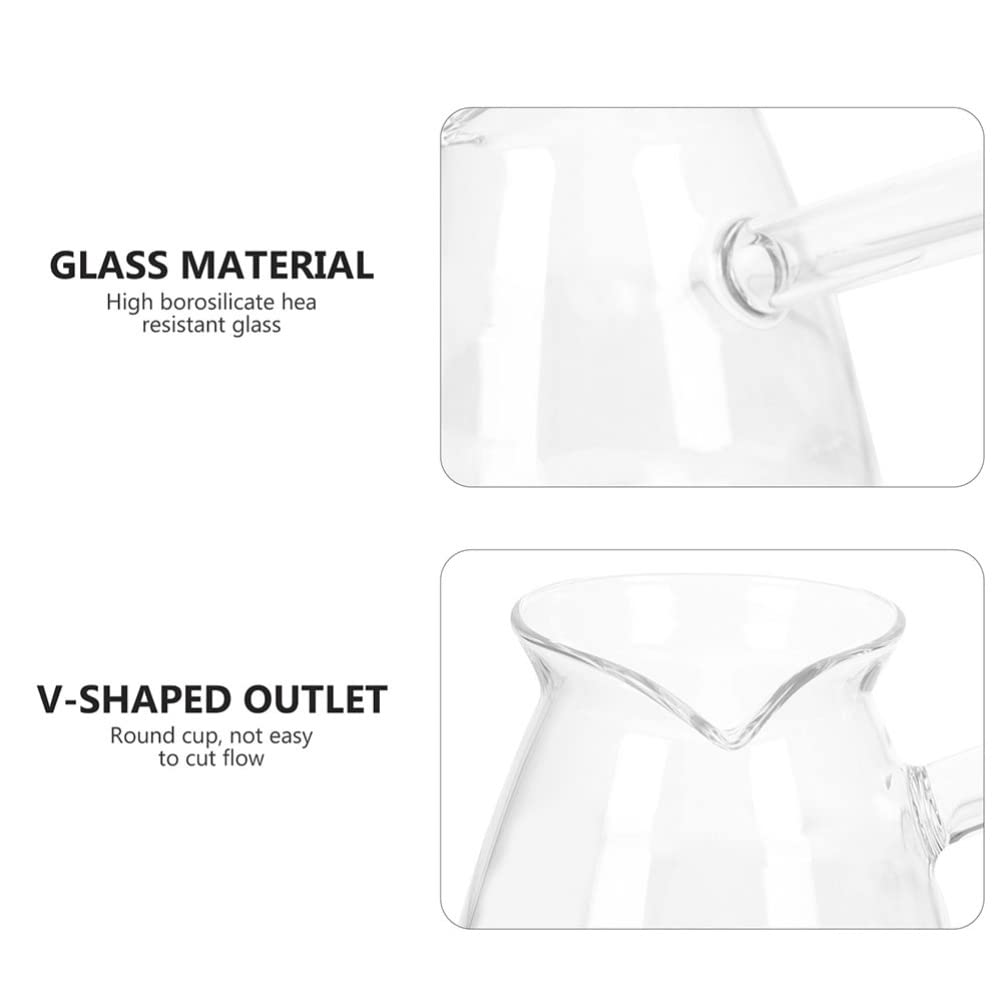 STOBOK 2-Piece Clear Glass Turkish Coffee Pot Set with Side Handle - Small Teapot, Milk Kettle, Hot Chocolate Maker & Butter Melting Pot for Home Kitchen - Perfect for Brewing, Serving & Entertaining