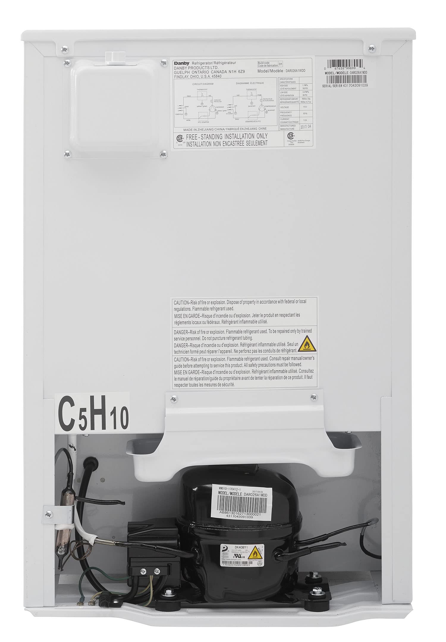 Danby Designer DAR026A1WDD-6 2.6 Cu.Ft. Compact Mini Fridge - Energy Star Rated White Refrigerator for Bedroom, Office, Bar, Dorm, Kitchen Countertop | Perfect for Small Spaces, Beverage Storage & Snack Organization