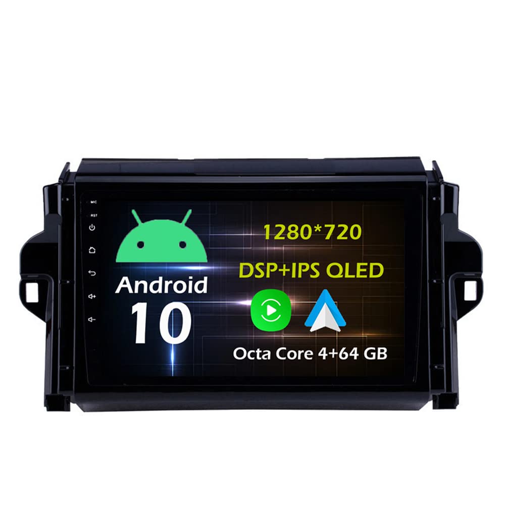 9'' 4+64GB Android 10 Car Stereo with GPS Navigation - Compatible with Toyota Fortuner 2 (2015-2018) | CarPlay, Android Auto, DSP, 4G WiFi Bluetooth | Perfect for Road Trips & Daily Commuting