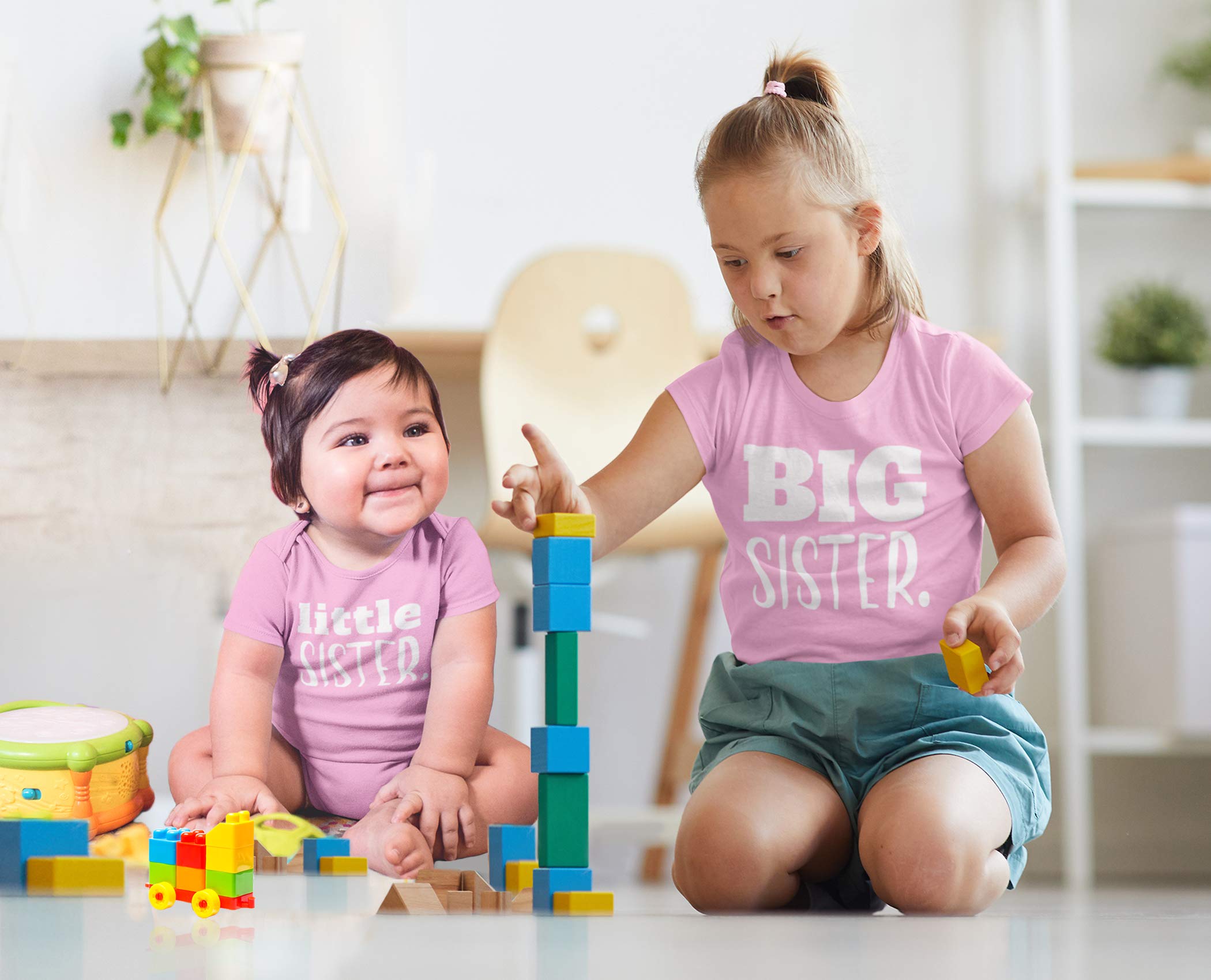 Big Sister Little Sister Matching Outfits - Cute Shirt Set for Girls & Newborn Baby - Perfect for Sibling Photos, Family Events & Gift Giving