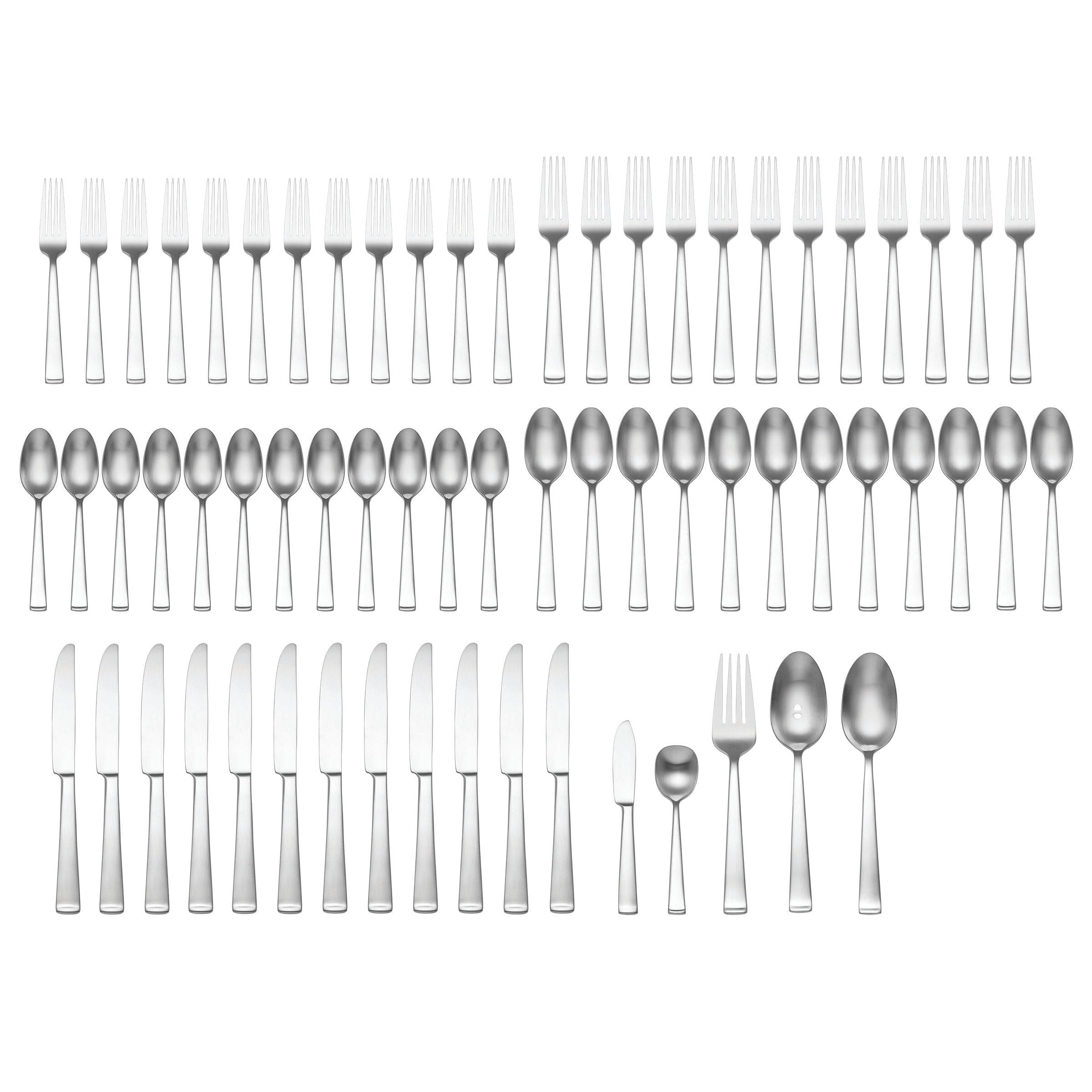 Lewin Satin 65-Piece Flatware Set - Stainless Steel Silverware for 12, Elegant Dining Utensils for Wedding, Party & Everyday Use