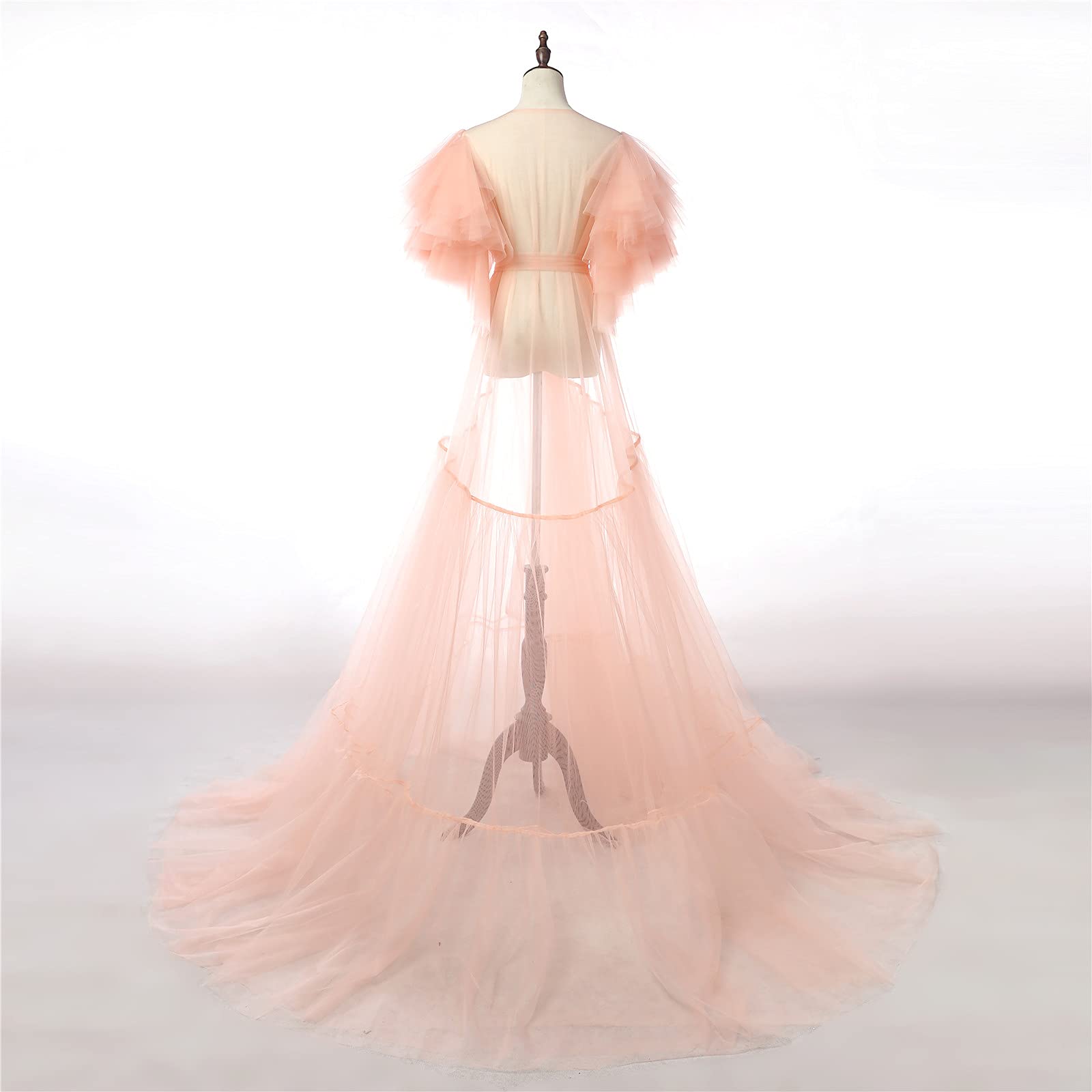 Elegant Maternity Tulle Bridal Robe for Women - Vintage Hollywood Photoshoot Dress Gown for Pregnancy Photos & Baby Shower