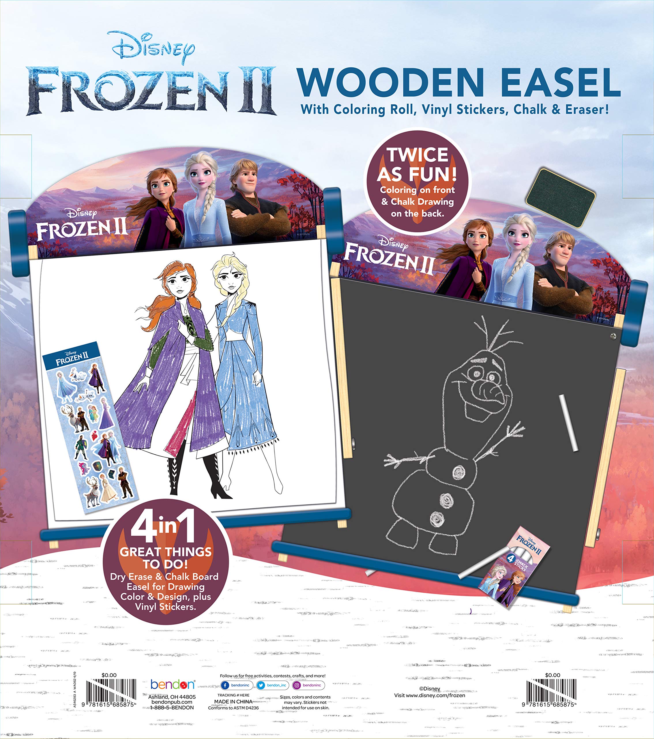 Disney Frozen 2 Double-Sided Wooden Art Easel with 25-Foot Coloring Paper Roll - Kids Drawing Board for Home & Classroom (AS46283, Multicolor) - Perfect for Birthday Gifts, Art Projects & Creative Play