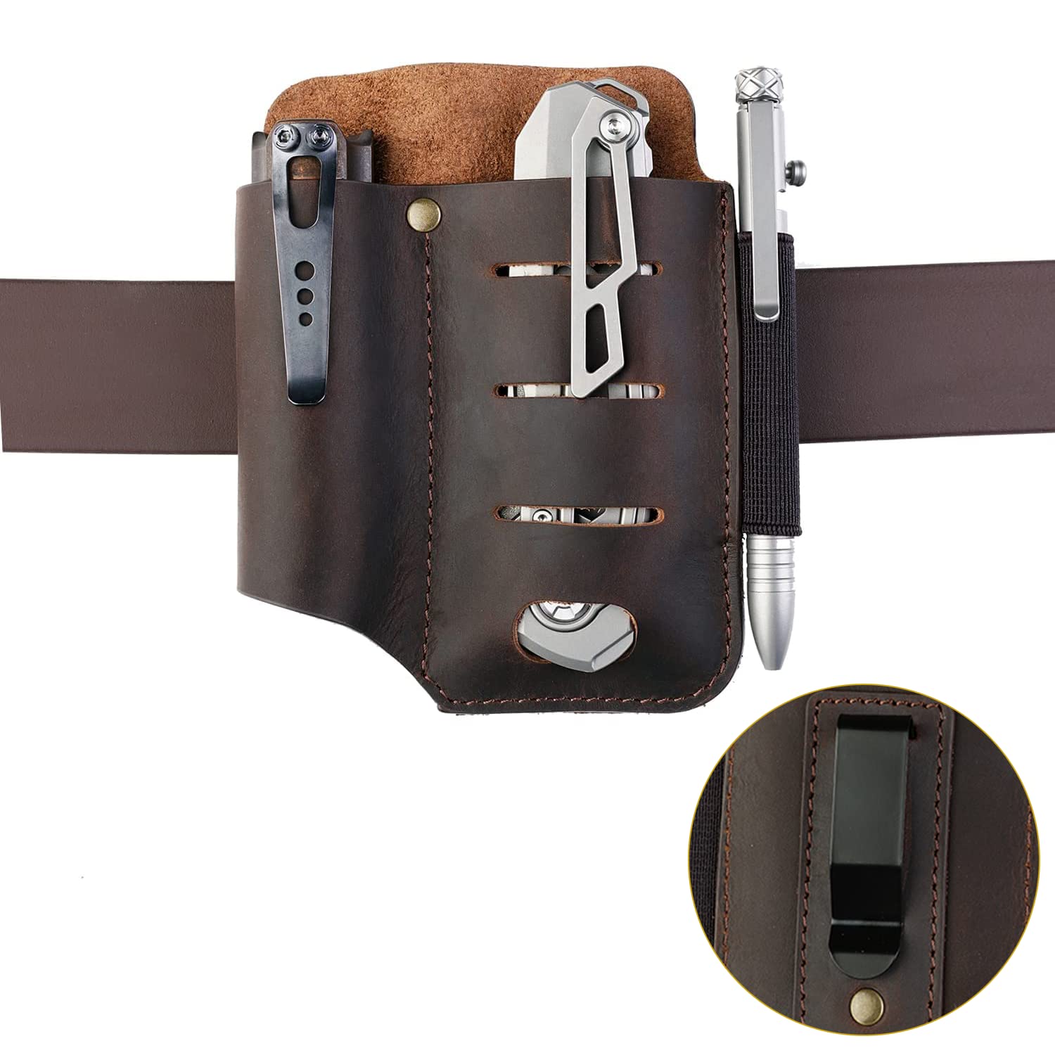 VIPERADE PJ15 Multitool Sheath - Premium Leather Belt Holster for EDC Gear, Flashlight & Pocket Organizer - Durable Tactical Accessory for Outdoor, Camping & Everyday Carry
