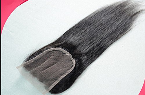 **DaJun Hair 7A Grade 3-Part 4x4 Lace Closure with Premium Mongolian Remy Human Hair - 3 Bundles Mixed Length (4Pcs Set) - Natural Straight & Color for Sew-In Weave, Wig Making & Styling**