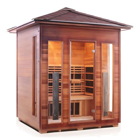 Enlighten Sauna Rustic 4-Person Full Spectrum Infrared Sauna for Indoor & Outdoor Use - Perfect for Home Spa, Relaxation & Detox Therapy