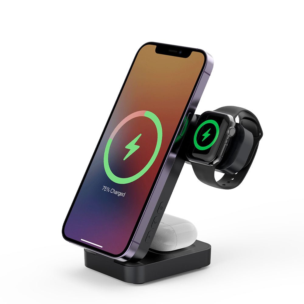MagNova 3-in-1 Fast Wireless Charging Station for iPhone, AirPods & Apple Watch - Qi Certified Multi-Device Charging Pad for Home, Office & Nightstand