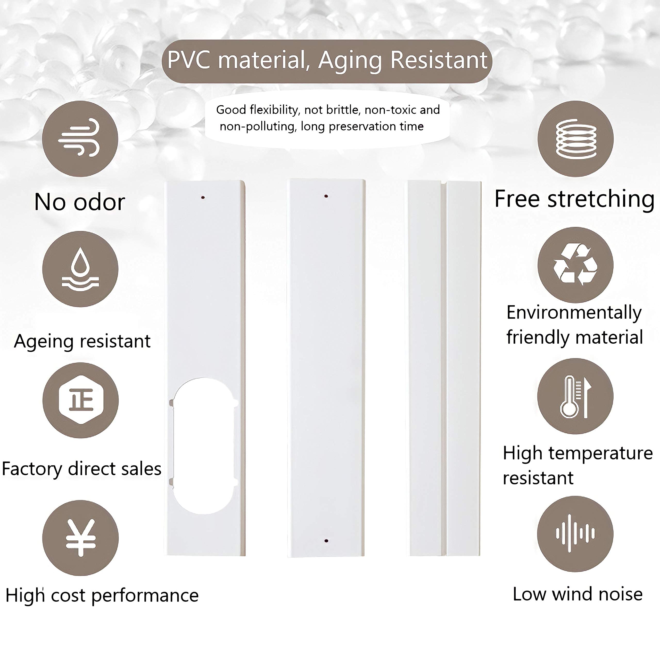2PCS Adjustable Portable Air Conditioner Window Vent Kit - Up to 43.3 Inch Length, AC Window Seal Plate & Slide Kit for Efficient Cooling | Perfect for Apartments, Bedrooms, Home & Office Use | Easy Installation & Energy Saving Solution