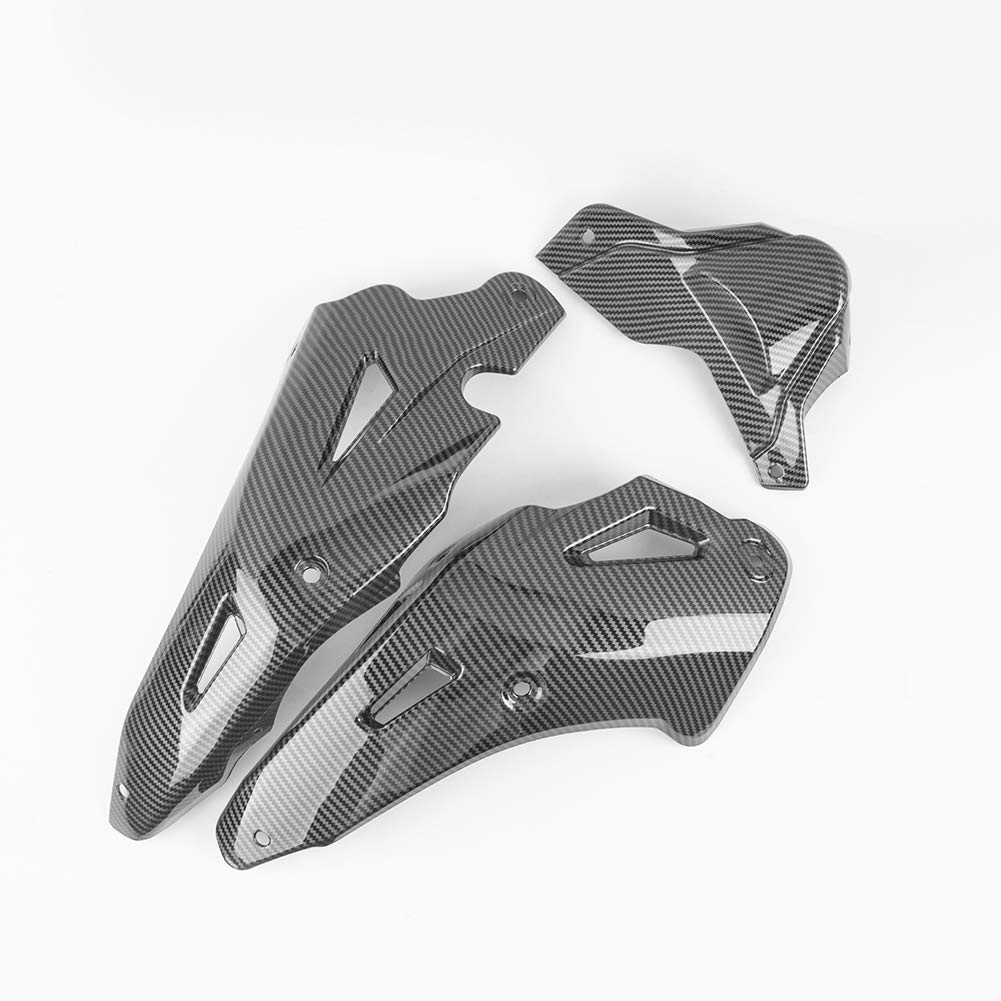Black Motorcycle Engine Guard Cover - Carbon Fiber Look Under Cowl Lower Fairing Belly Pan for Honda CB650R (2019-2020) & CB650F (2014-2020) | Durable Protection for Street Riding & Custom Bike Builds