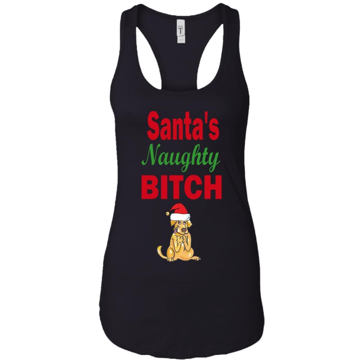 Santa's Naughty Bitch Personalized Racerback Tank Top - Custom Funny Christmas Gift for Women - Perfect for Holiday Parties & Festive Outfits