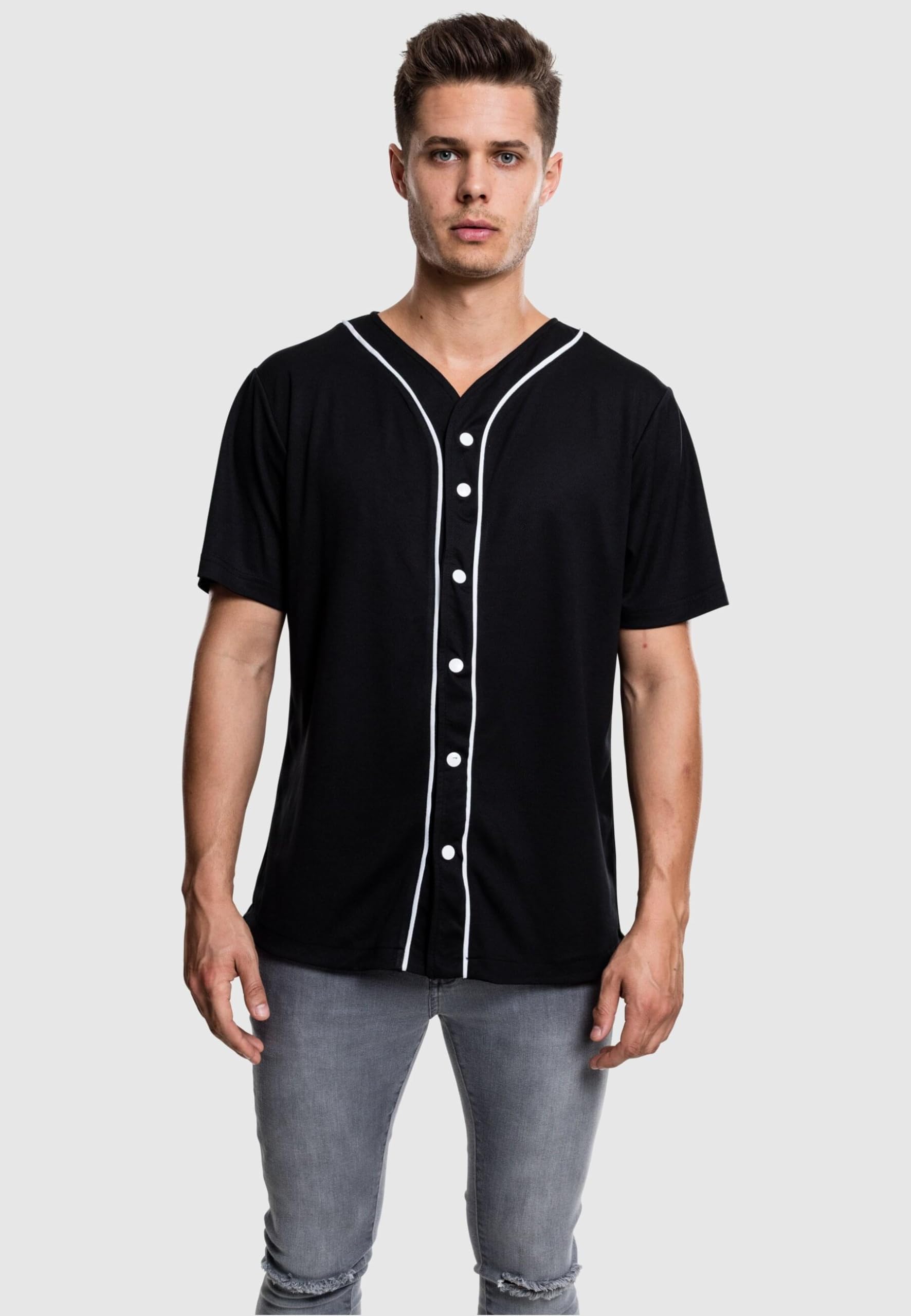 **Men's Baseball Mesh Jersey - Black & White - Breathable & Lightweight for Baseball Games, Training & Casual Wear**