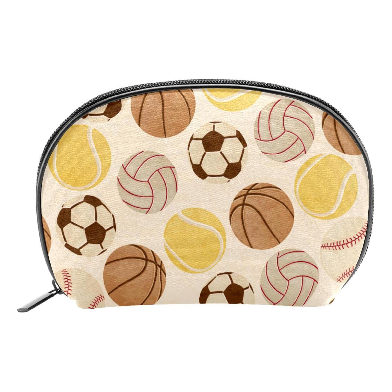 Waterproof Semicircle Cosmetic Toiletry Bag - Reusable Travel Makeup Pouch for Women | Perfect for Sports, Gym, Soccer, Baseball, Basketball & Volleyball | Compact Organizer for Cosmetics, Toiletries & Coins
