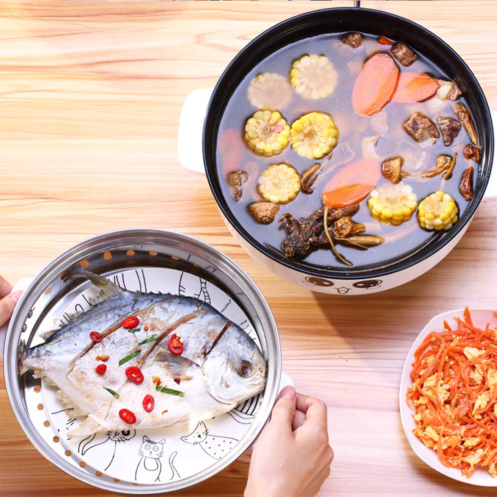 4-in-1 Multifunction Electric Skillet with Lid - Nonstick Stainless Steel Small Electric Stockpot for Hot Pot, Noodles, Rice, Steamed Eggs, Soup & Porridge - 3.6L 110V Electric Skillet - Perfect for Dorm, Office, Small Kitchen & Camping Cooking