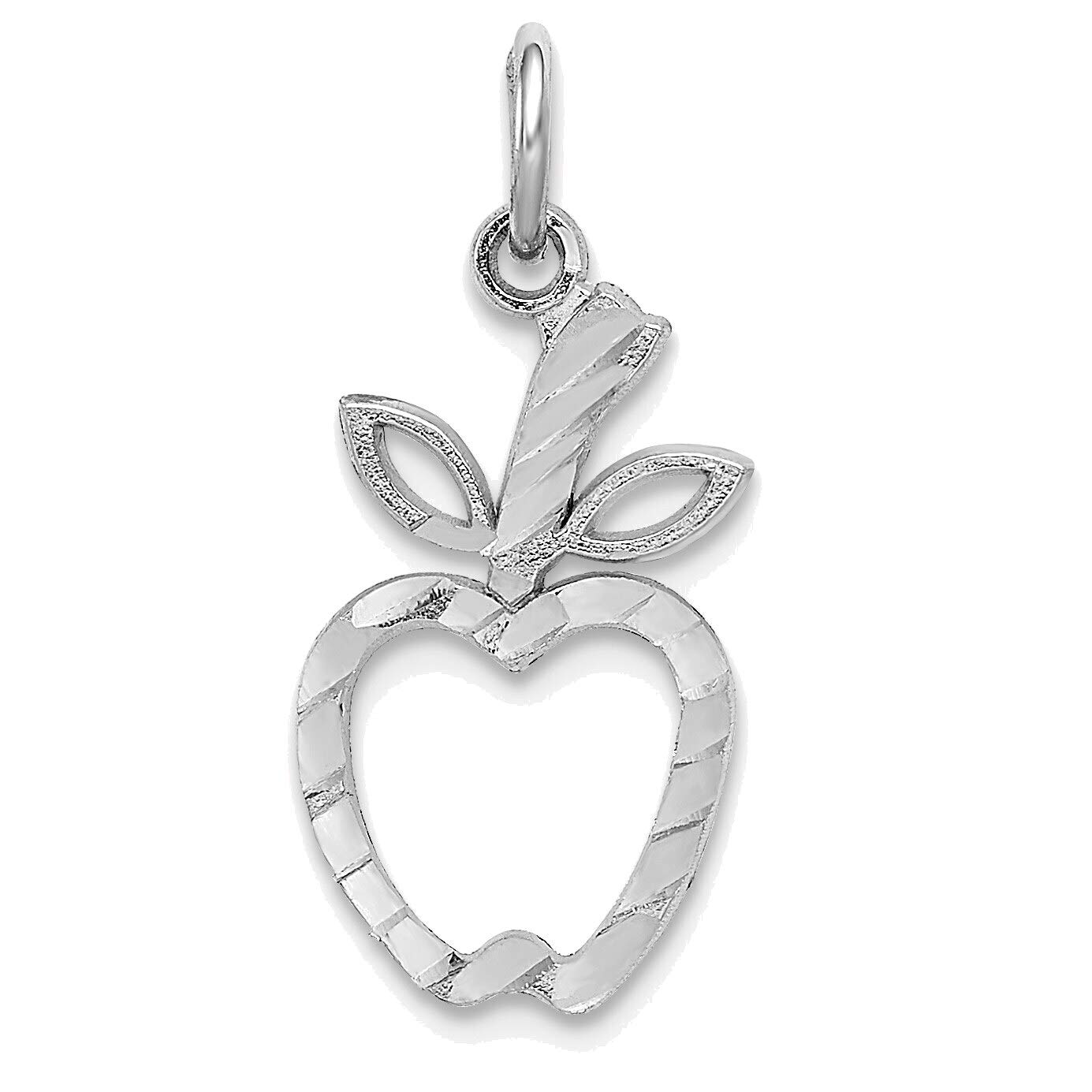 Bonyak 14K White Gold Diamond-Cut Apple Charm Pendant - Elegant Jewelry Gift for Women, Perfect for Birthdays, Anniversaries & Everyday Wear