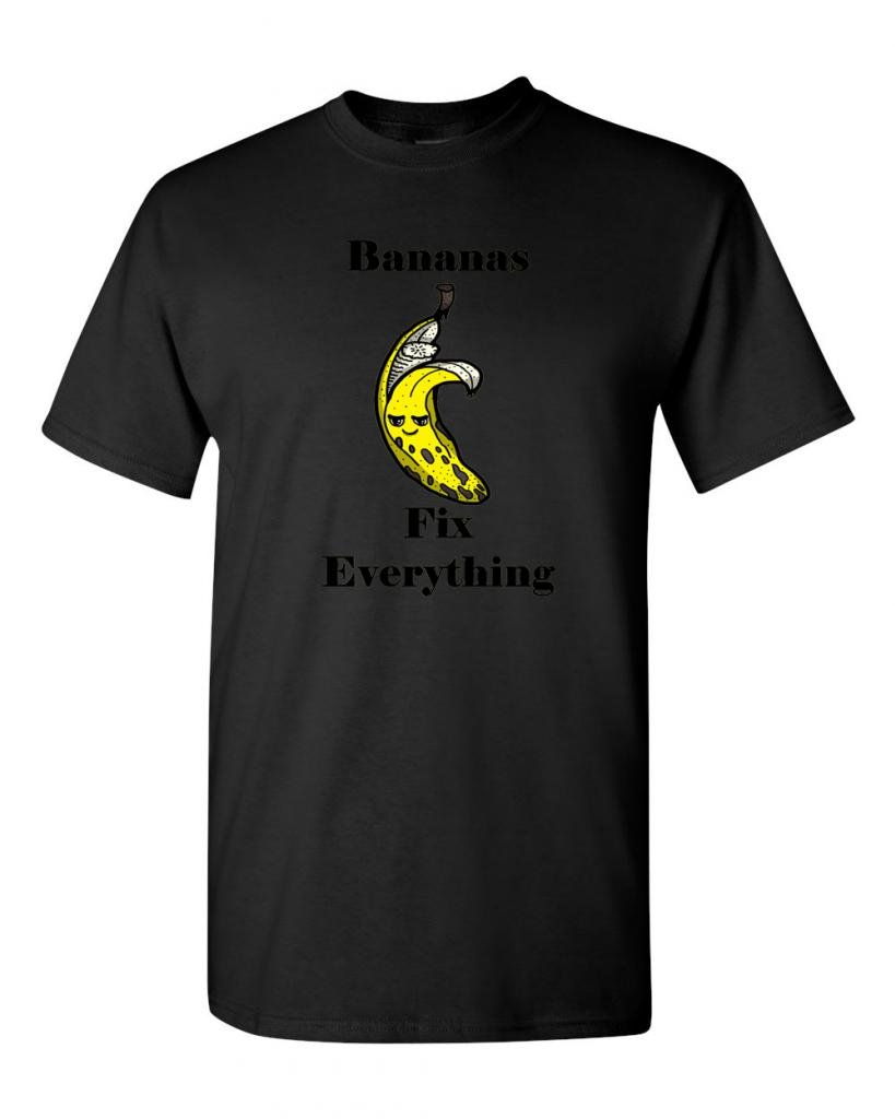 Bananas Fix Everything Funny Adult T-Shirt - Cool Graphic Tee for Men & Women - Perfect for Casual Wear, Gifts & Humor Lovers
