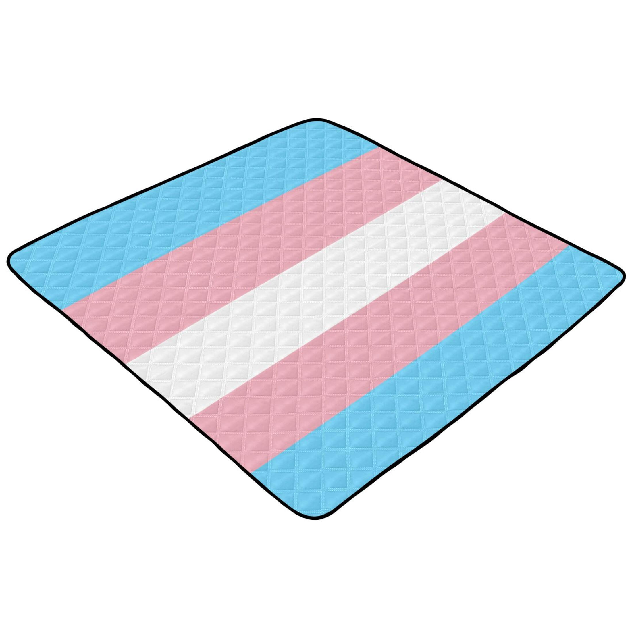 LGBTQ+ Pride Transgender Flag Baby Playmat - 50'' x 50'' Large Non-Slip Crawling Mat for Infants & Toddlers, Durable Indoor/Outdoor Kick Mat for Playtime, Nursery Decor & Gender Reveal Parties