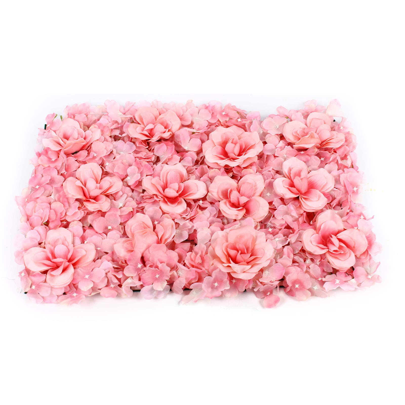 60x40CM Rose Flower Wall Backdrop - 12pcs Blush Roses & Hydrangea Floral Panel for Wedding Decoration | Romantic Anti-Fading Yarn Wall Hanging | Perfect for Wedding Aisle, Photo Booth & Bridal Shower Decor