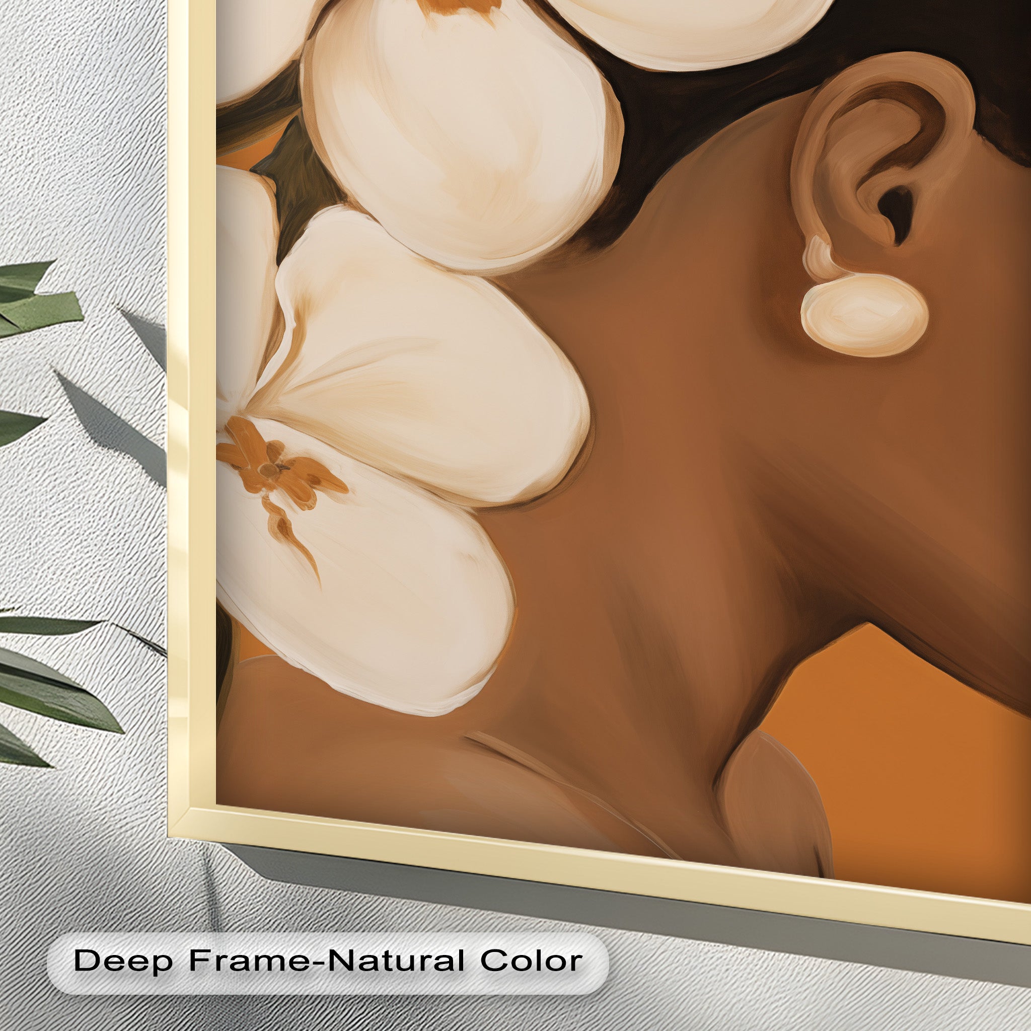 African Woman Wall Art - White Orchid Portrait Oil Painting on Canvas | Elegant Home Decor for Living Room, Bedroom & Office | Unique Gift Idea