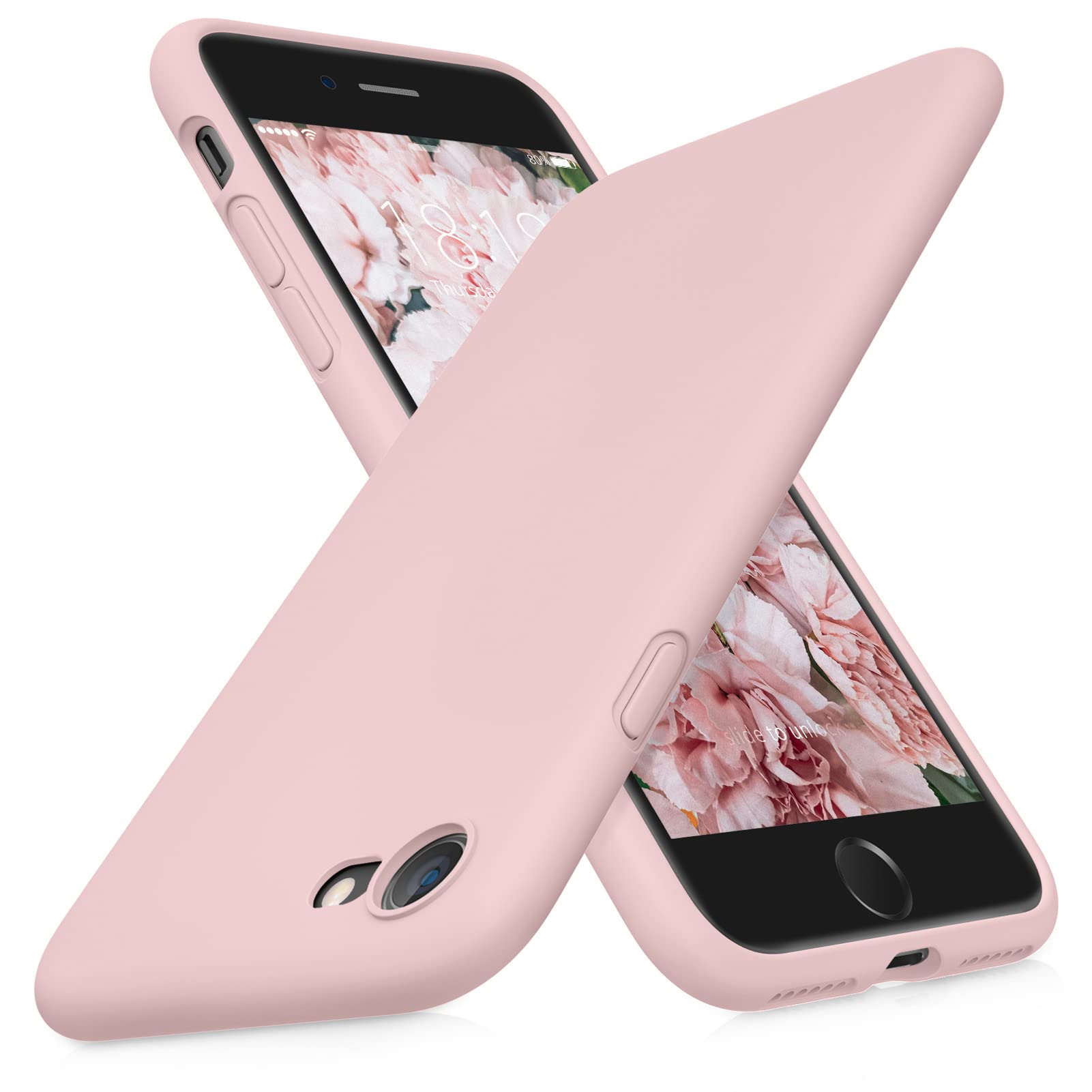 DTTOCASE Liquid Silicone Phone Case for iPhone SE 2022/2020, iPhone 8 & iPhone 7 (4.7 Inch) - Soft Protective Cover with Silky Feel for Women, Girls & Boys - Pink Sand | Perfect for Everyday Use, Work & Travel Protection