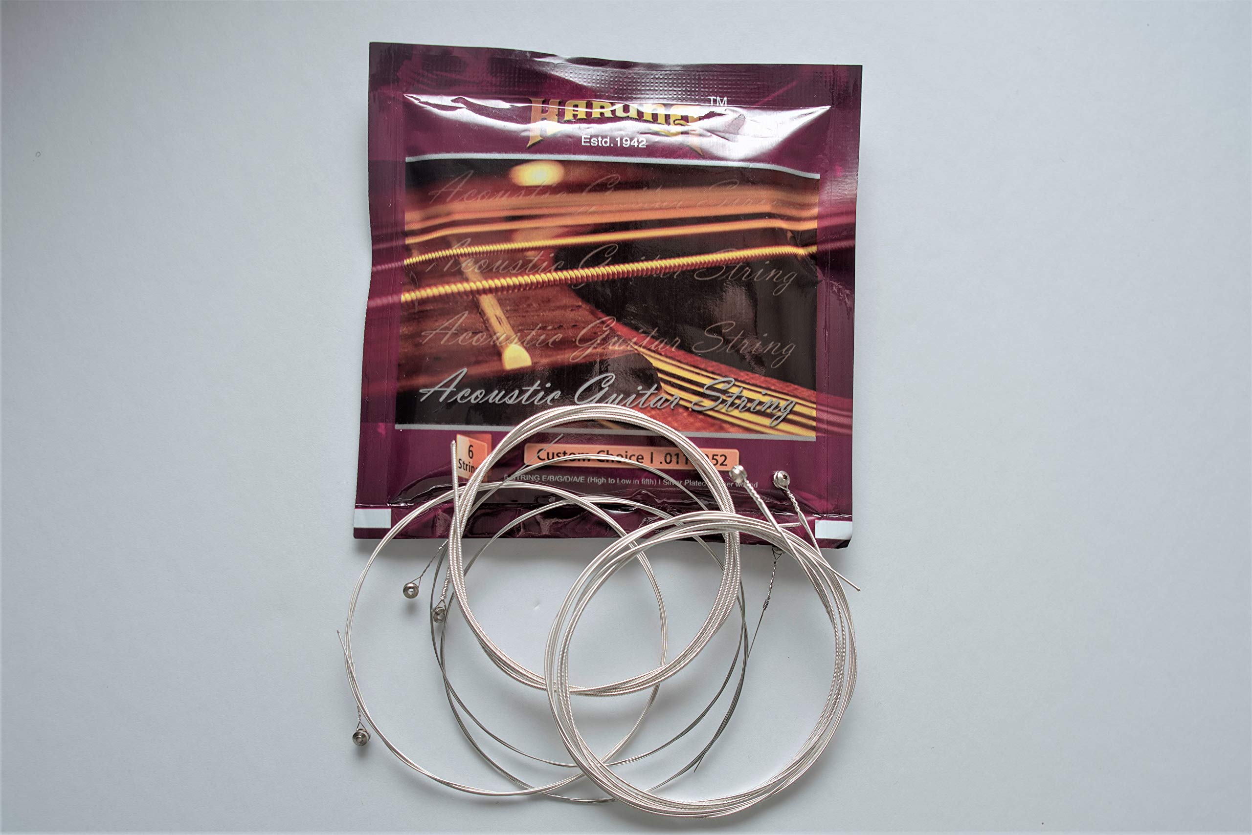 Karuna Silver Plated Silk & Steel Acoustic Guitar Strings (.011-.052 Gauge) - Premium Custom Choice for Warm, Rich Tone | Perfect for Folk, Blues & Fingerstyle Playing