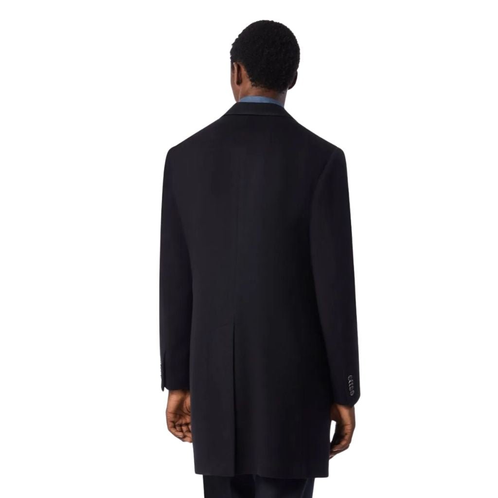 Premium CORNELIANI Men's Wool Top Coat - Classic Black, Regular Fit | Ideal for Business, Office & Formal Occasions
