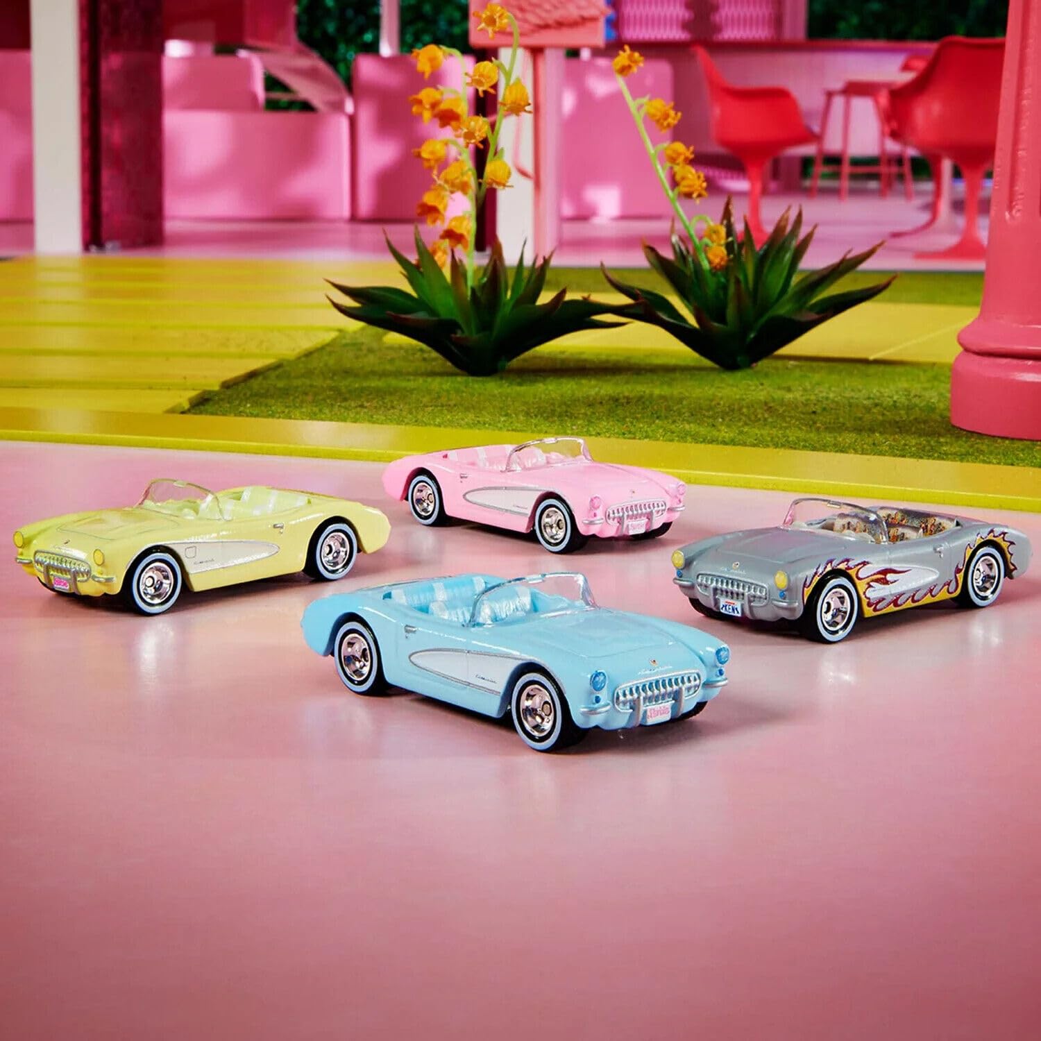 Hot Wheels Barbie The Movie Corvette 4-Pack Die-Cast Car Set - Collectible Toy Cars for Kids & Adults - Perfect for Play, Display & Gifting