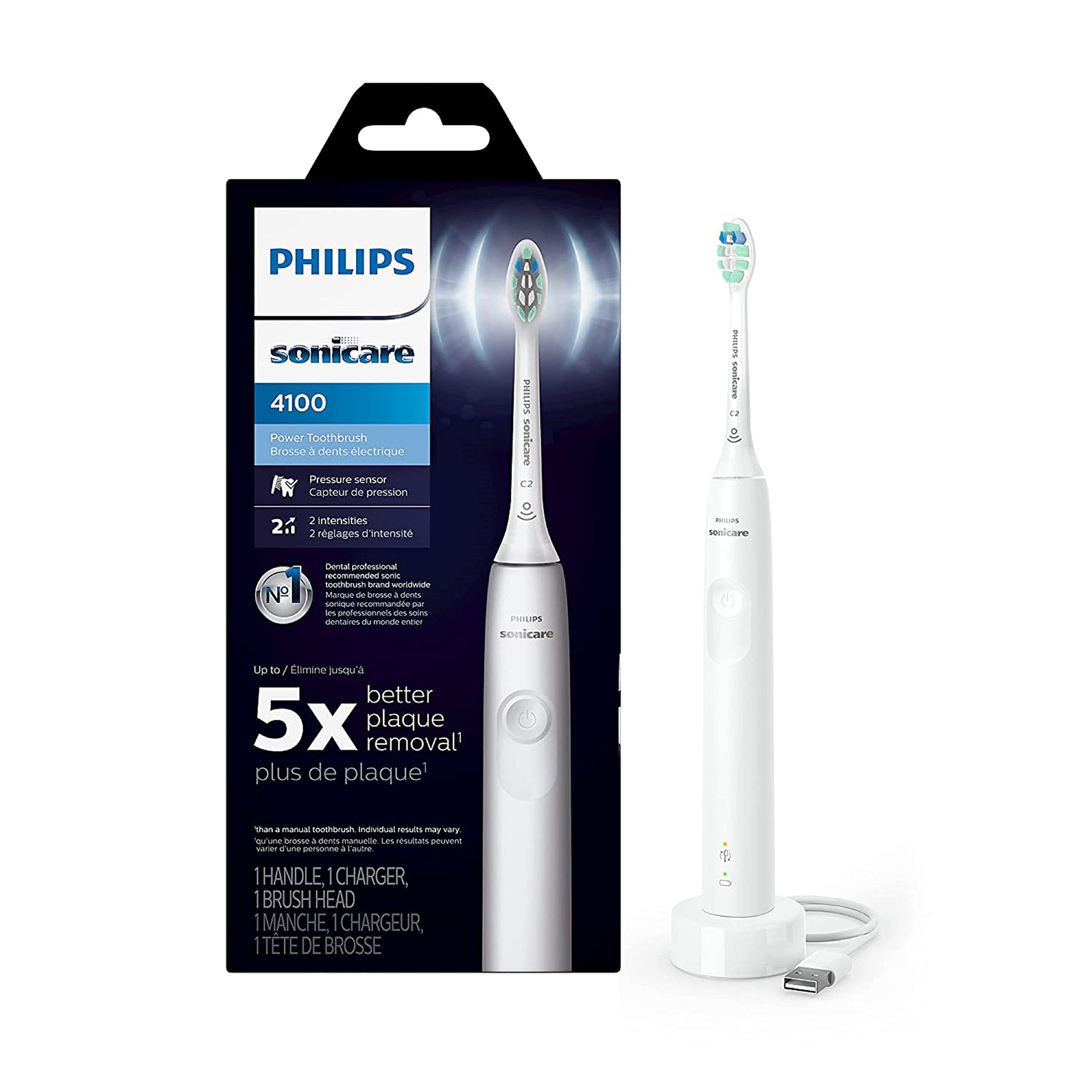 Philips Sonicare HX6520/50 Electric Toothbrush - EasyClean with Sonic Technology for Deep Cleaning & Plaque Removal - Perfect for Travel & Daily Oral Care