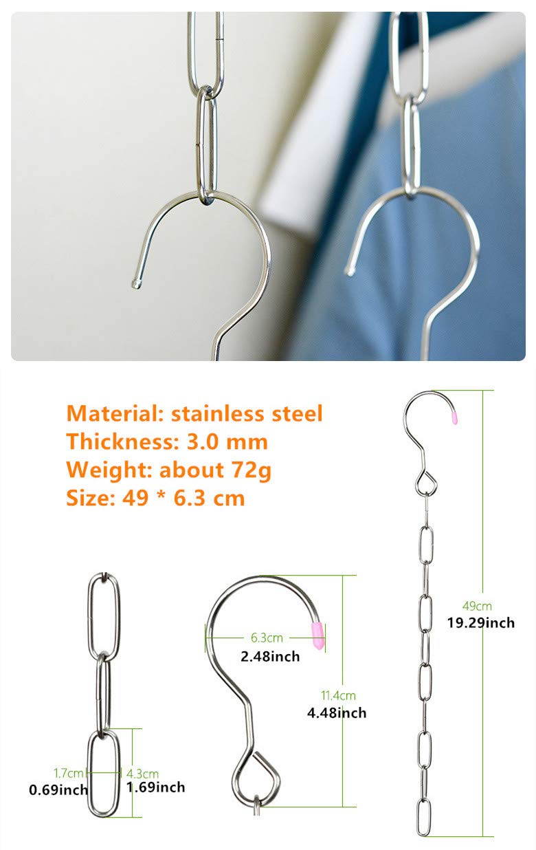 Falytemow 10-Pack Stainless Steel Space Saving Hanger Chains - Magic Closet Organizer with Cascading Design for 80% More Storage - Perfect for Small Closets, Dorm Rooms & Travel Luggage Organization