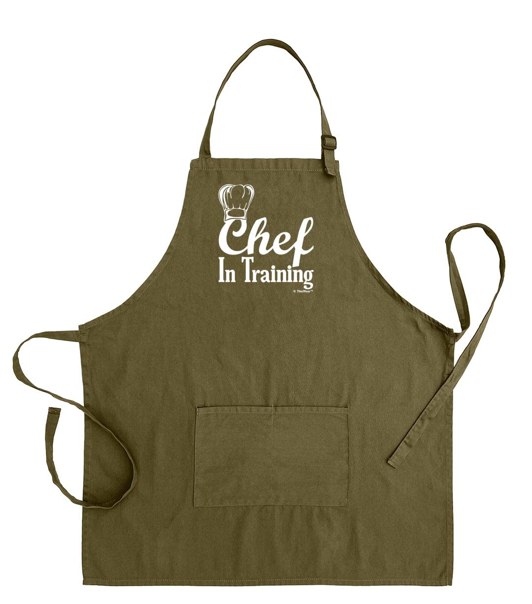 ThisWear Funny 'Chef in Training' Kitchen Apron with Two Pockets - Perfect for Cooking Classes, BBQ Parties & Home Chef Gifts