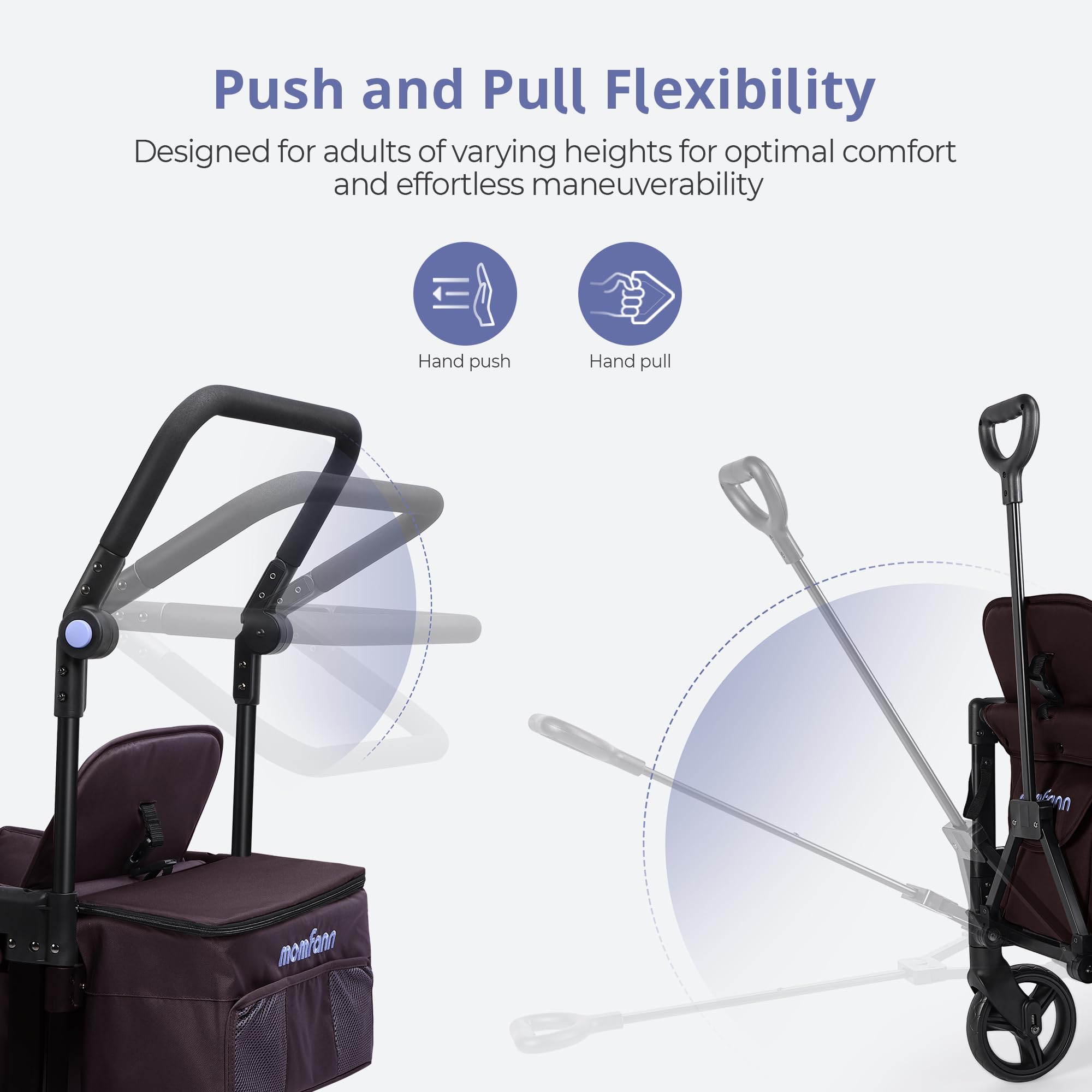 **Best Double Stroller Wagon for 2 Kids - Adjustable Handle Baby Wagon with Canopy & Organizer - Foldable Lightweight Design for Easy Storage - Perfect for Outdoors, Beach, Park & Shopping (Purple)**