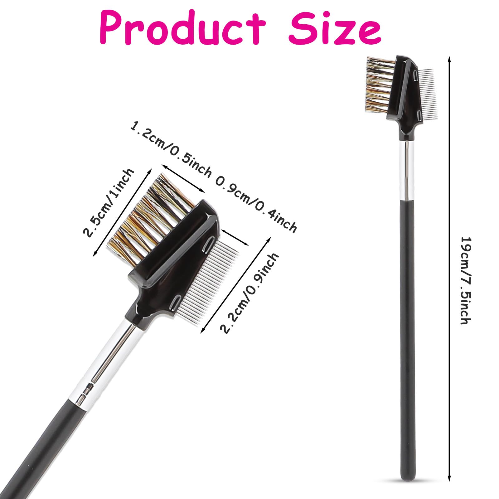 1 Pcs Eyebrow Brush & Eyelash Comb - Reusable Dual-Ended Metal Makeup Tool for Perfect Brows & Lashes - Ideal for Eyelash Extensions, Grooming & Styling (Bristles) - Salon & Home Use