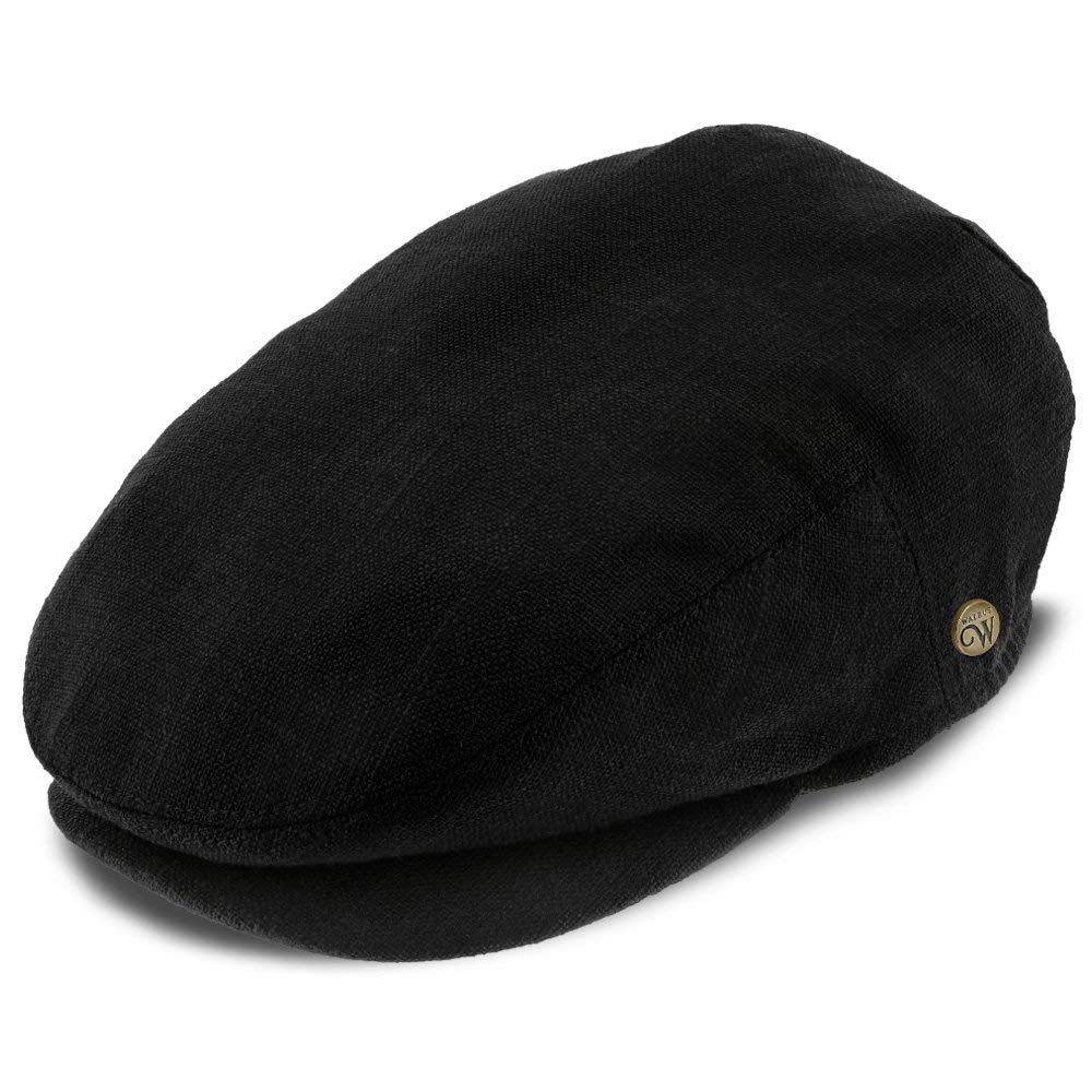 Walrus Hats Entourage Black Linen/Cotton Blend Ivy Cap - Classic Vintage Style Flat Cap for Men | Perfect for Casual Wear, Outdoor Activities & Fashion Accessories