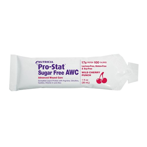 Pro-Stat AWC Sugar-Free Protein Packets, Wild Cherry Punch, 1 oz (96 Count) - Lactose & Gluten-Free Medical Food for Wound Healing & Muscle Recovery - Ideal for Post-Surgery Nutrition, Athletic Performance & Weight Management