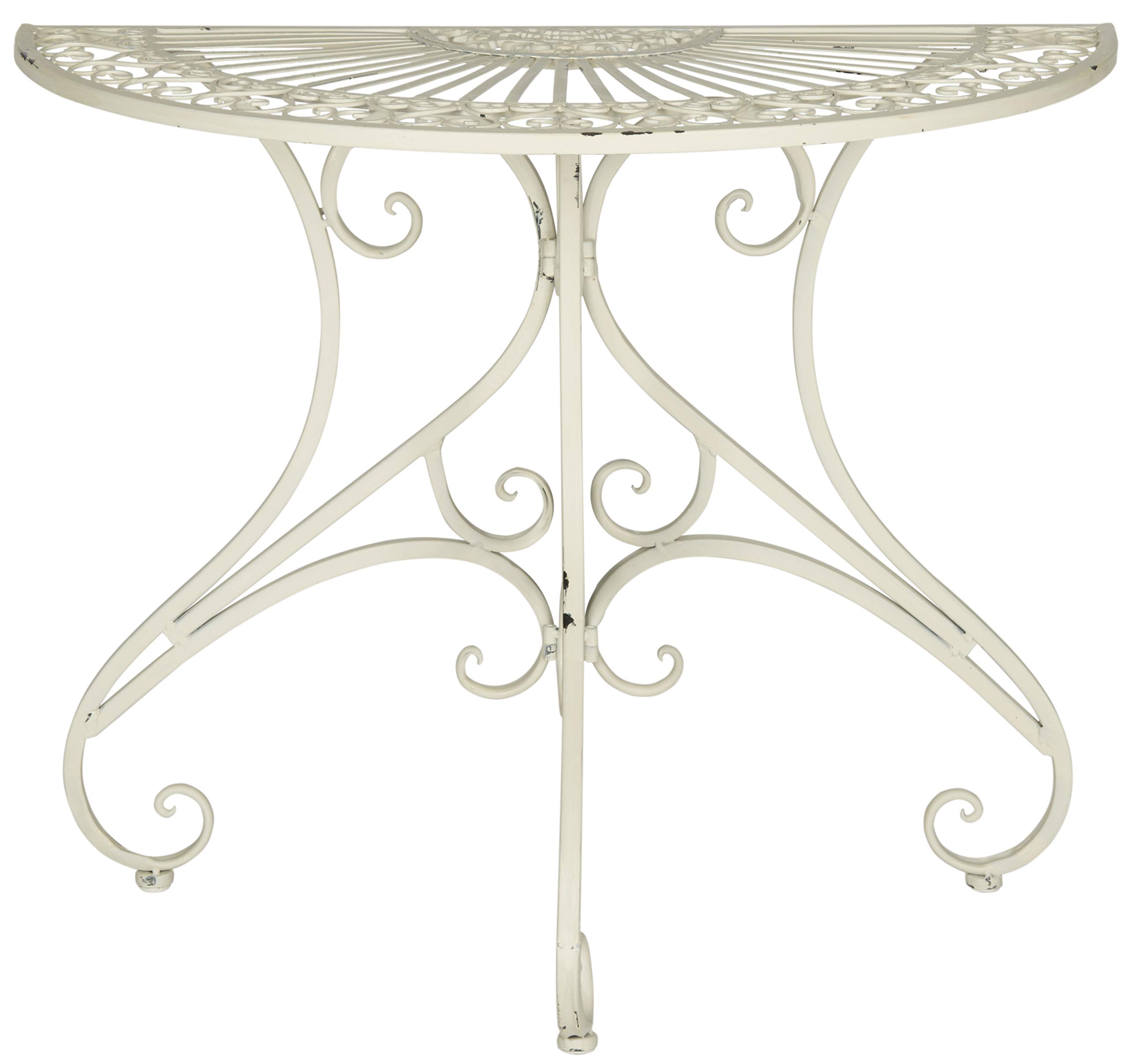 SAFAVIEH Outdoor Collection Annalise Antique White Accent Table - Weather-Resistant Side Table for Patio, Garden & Poolside Decor