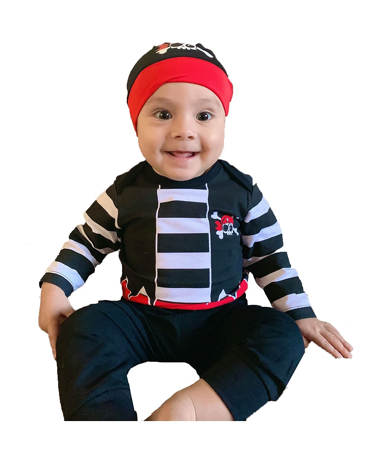 **Baby Boys Pirate Costume for Halloween - Infant Buccaneer Outfit with Hat & Vest - Perfect for Halloween Parties, Dress-Up & Photo Shoots**