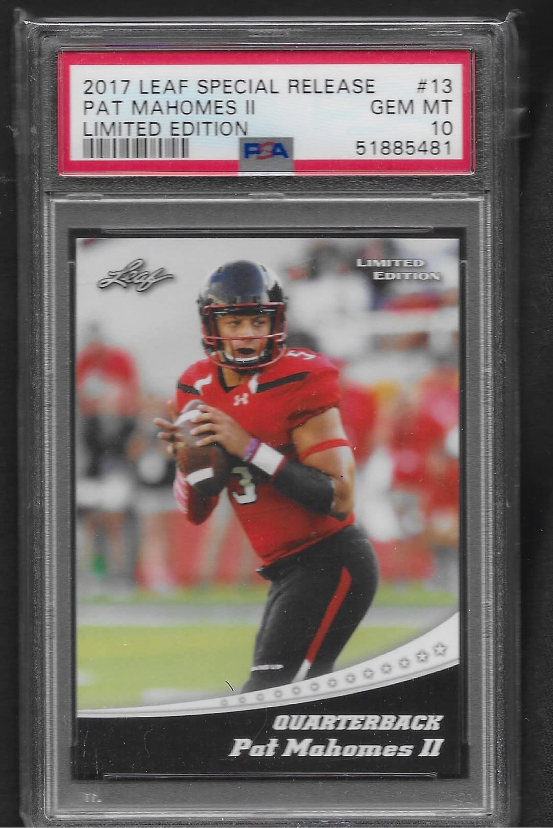 PSA 10 Patrick Mahomes Leaf Limited Edition Rookie Football Card - Low Population, Chiefs Superstar QB & MVP - Perfect for Collectors, Sports Memorabilia Fans, and Investment