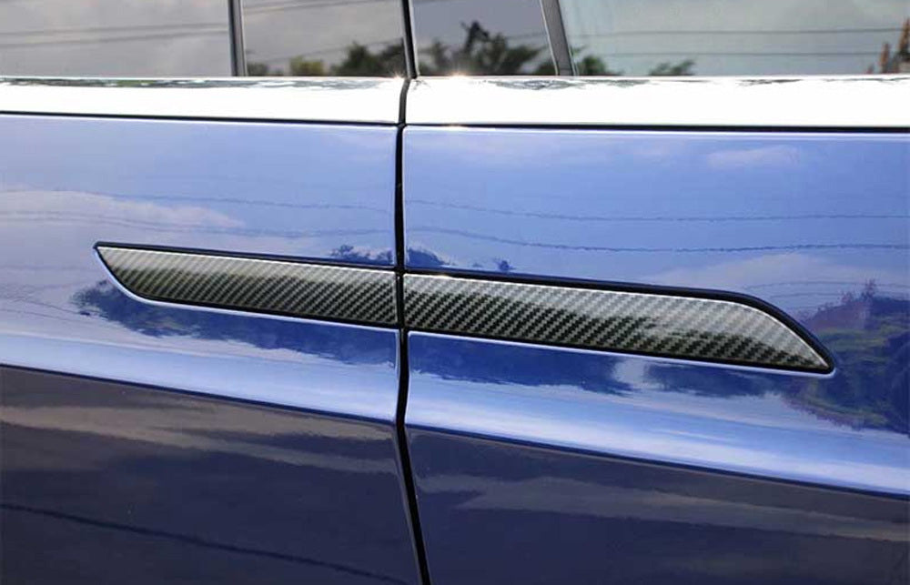 4-Piece Carbon Fiber Side Door Push Handle Cover Trims for 2015+ Tesla Model X - Premium Interior Accessories for Enhanced Style & Protection (Perfect for Car Enthusiasts & Daily Commuters)