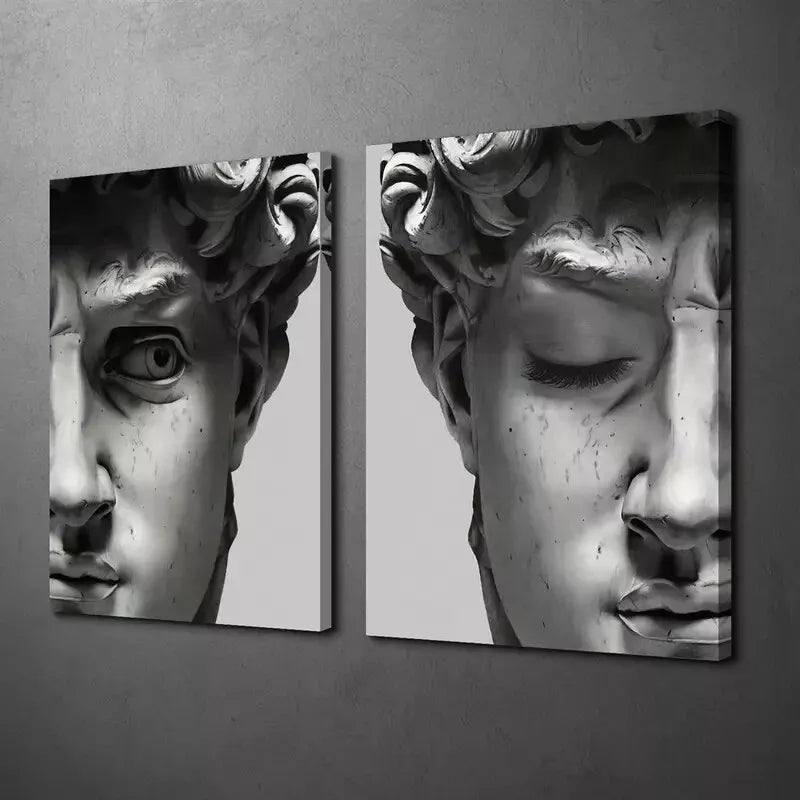 2-Piece Interesting Plaster Statue Wall Art Decor - 50x75cm Framed Canvas Painting | High Quality Print | 100% Australian Made | Ready to Hang | Perfect for Living Room, Bedroom & Office Decor