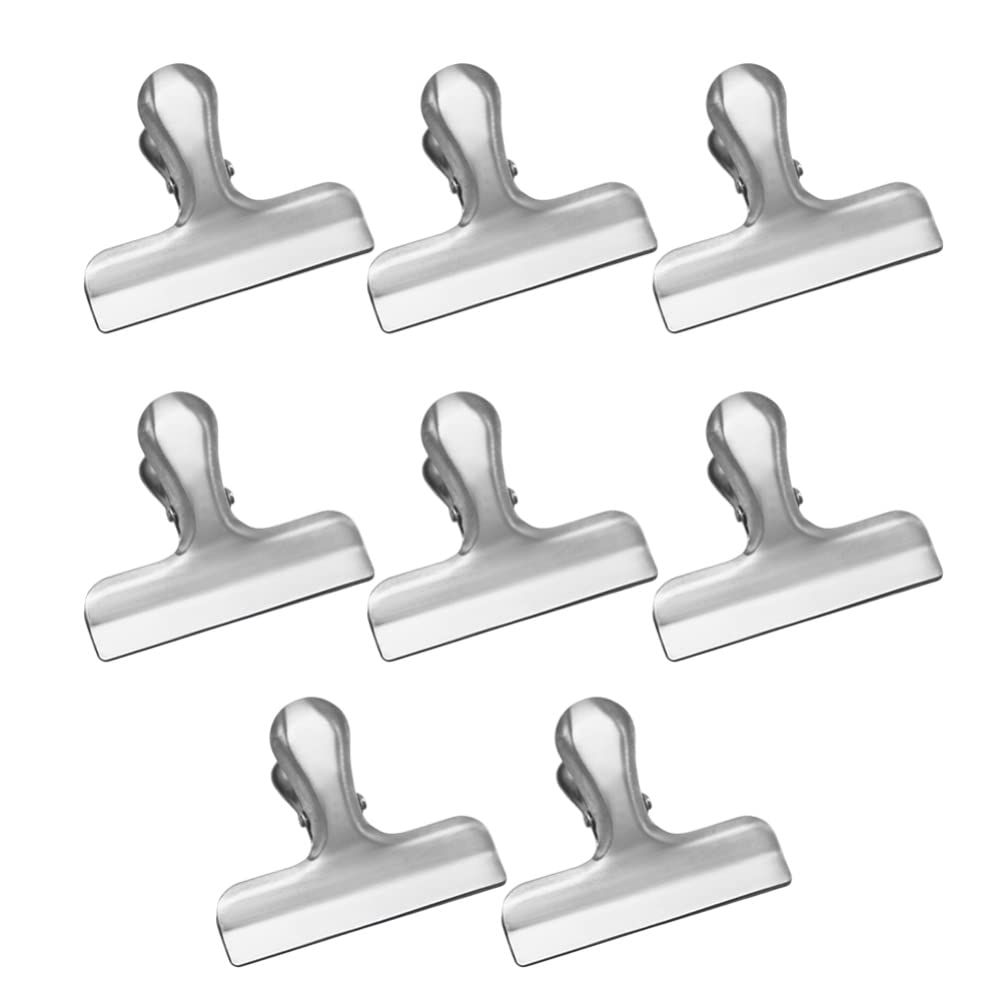 POPETPOP 8-Piece Stainless Steel Magnetic Sealing Clips - Food Fresh-Keeping Chip Bag Clips for Snacks, Cereal & Chips - Durable Metal Bag Sealer Clips for Kitchen, Pantry & Picnic Use