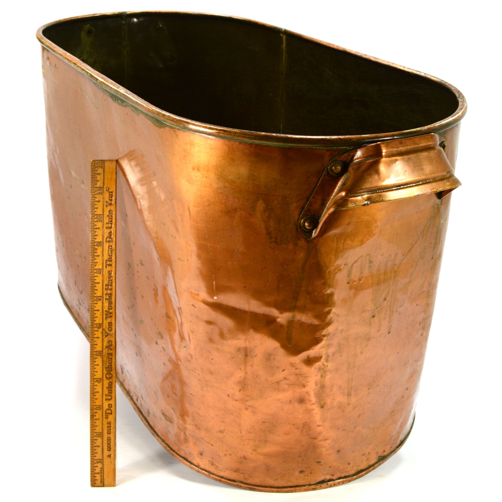 Vintage Copper Roasting Pan - Large 11.5 Gallon (44 Liter) Handled Tub for Cooking - Perfect for Camping, Outdoor Grilling & Bulk Meal Prep